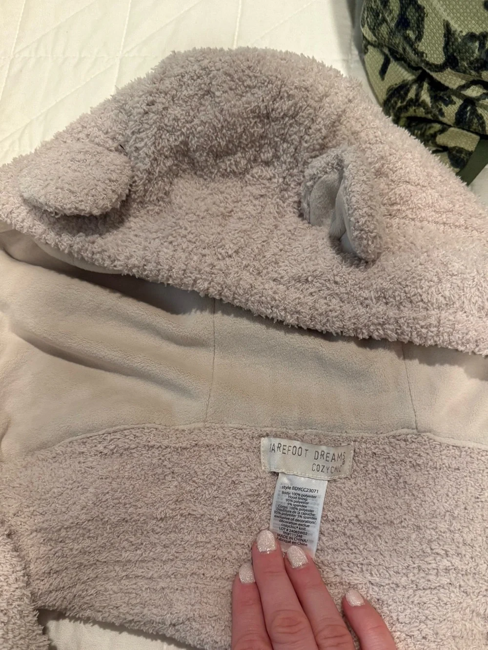 Barefoot Dreams CozyChic® Youth Bear Hooded Scarf - Blush